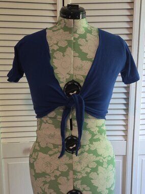 Blue Cropped Wrap Top